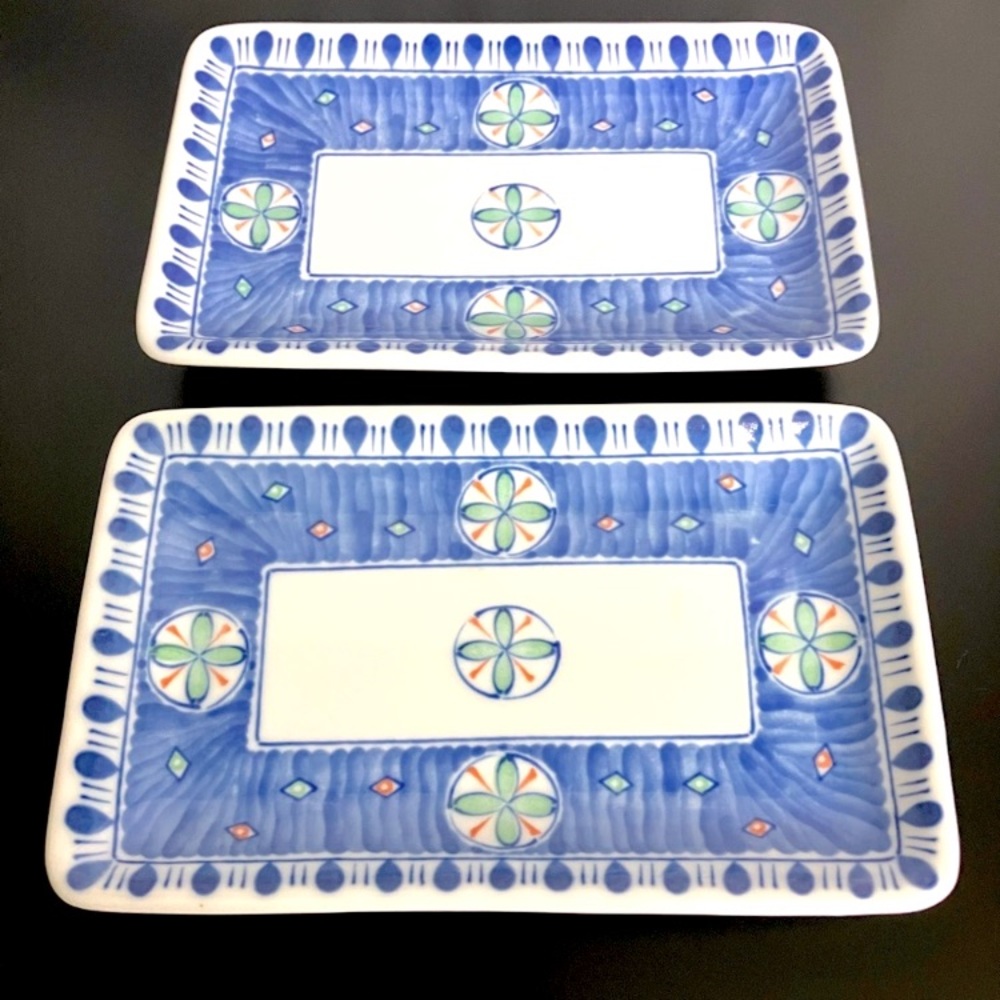 Beautiful Asian Style Design Ceramic Serving Dish Set of 2